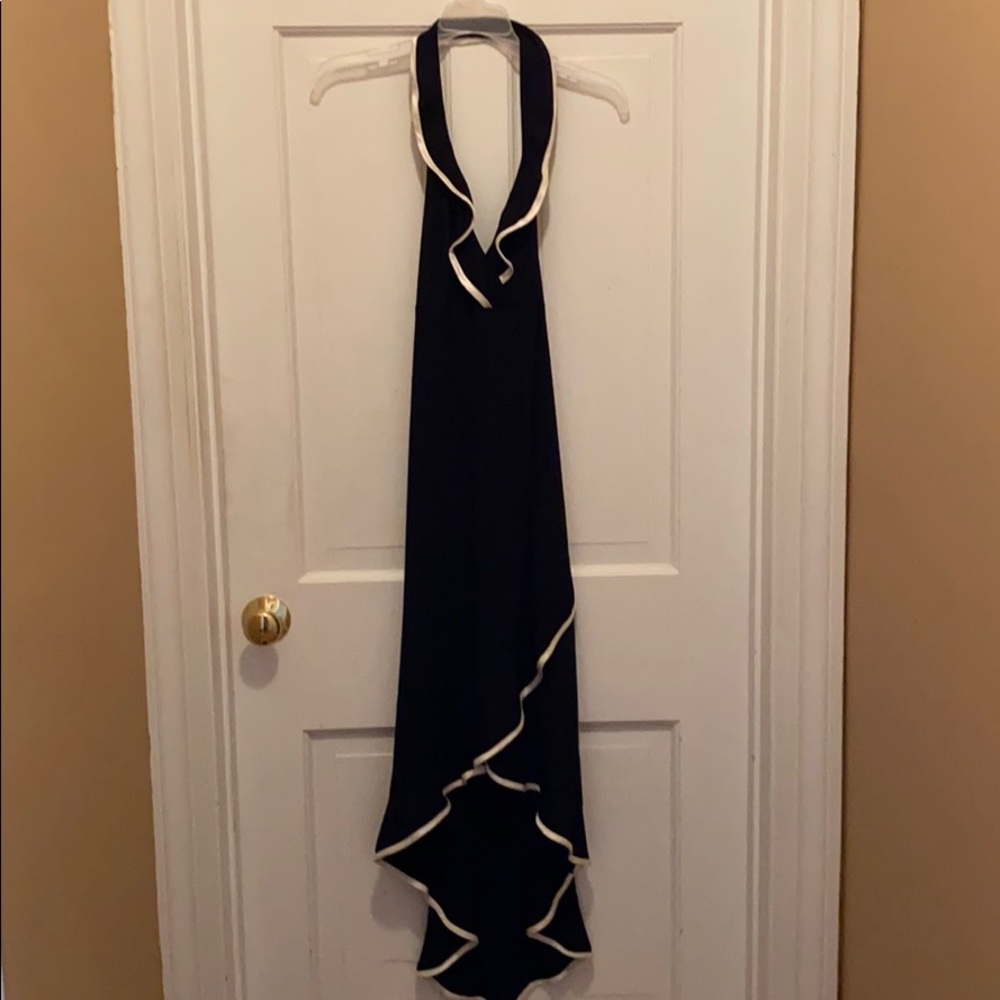 Black ruffle detail dress